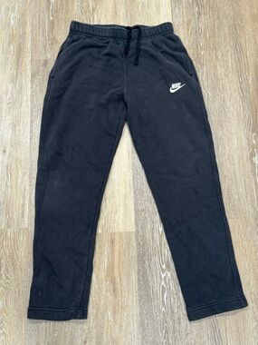 Nike Kids Black Fleece Joggers with White Swoosh